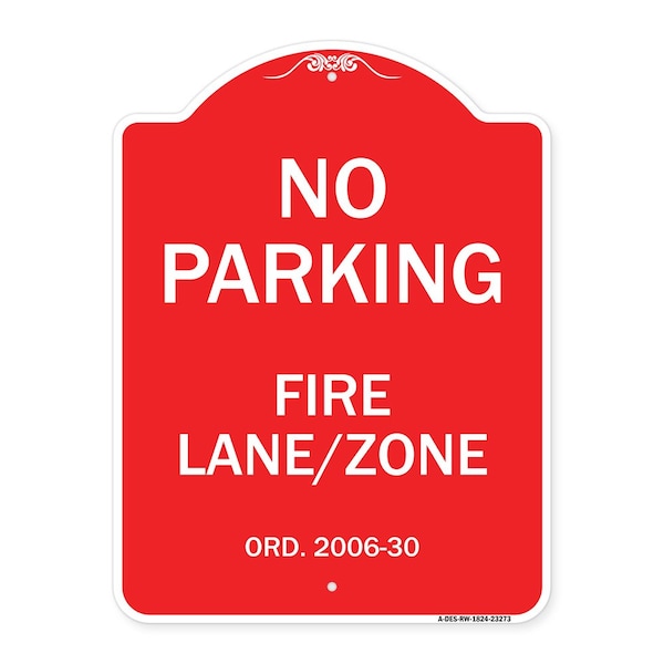 Princeton New Jersey No Parking Fire Lane Zone, Red & White Aluminum Sign, 18" x 24", RW-1824-23273